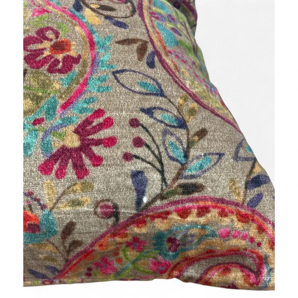 2 Pottery Barn Velvet Paisley Pillows Floral 20x20